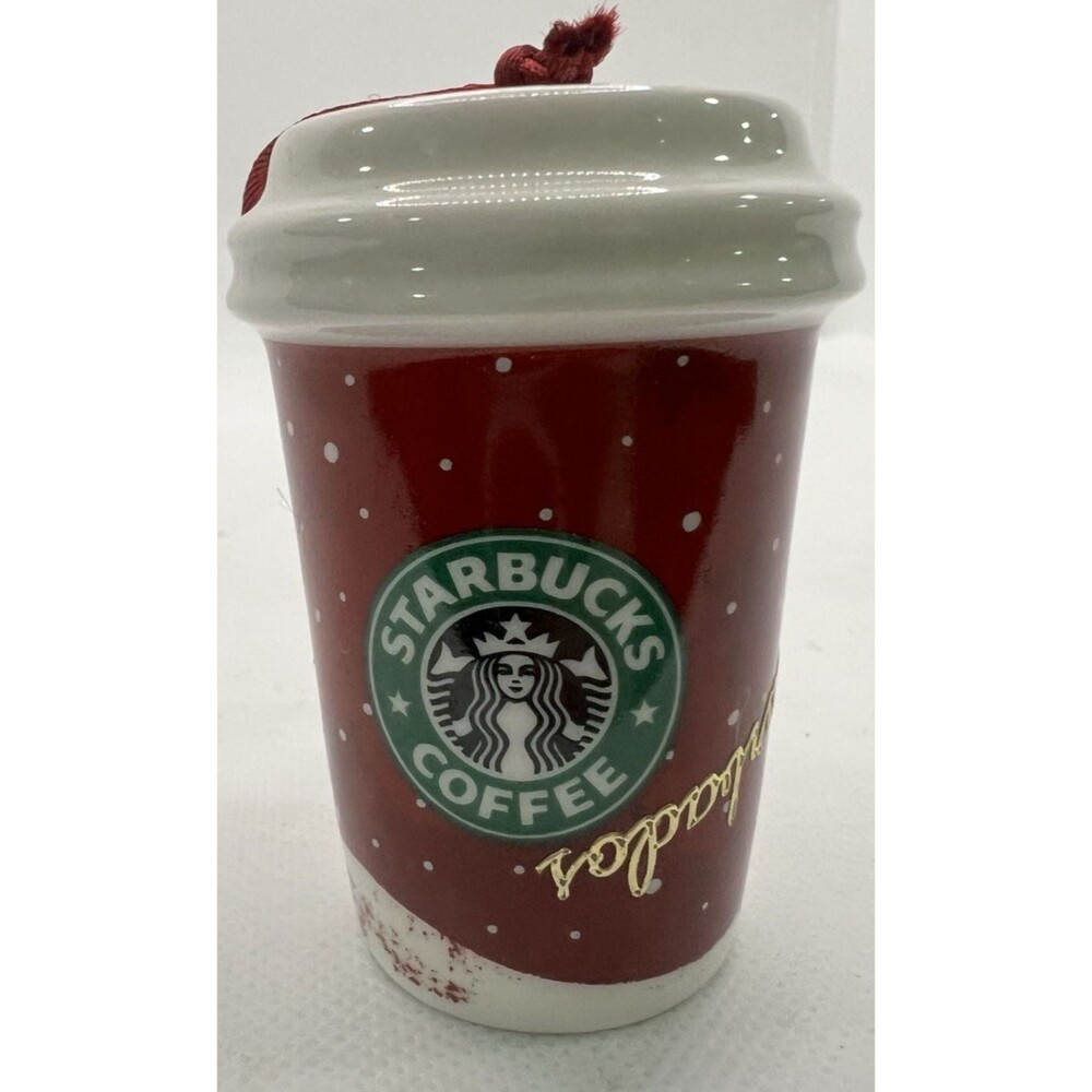 Starbucks Ornament HOLIDAY LOGO Red barbados christmas 2007 personalized